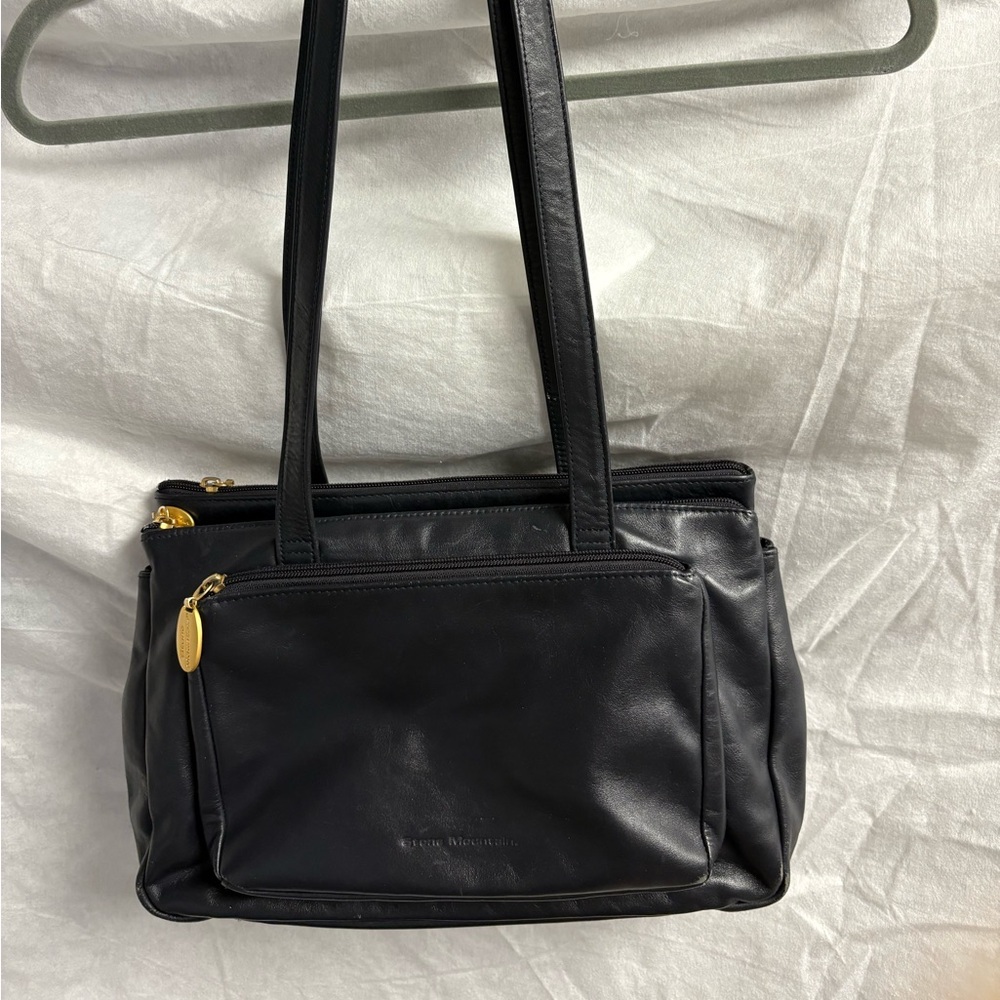 Stone Mountain Black Leather Tote Bag